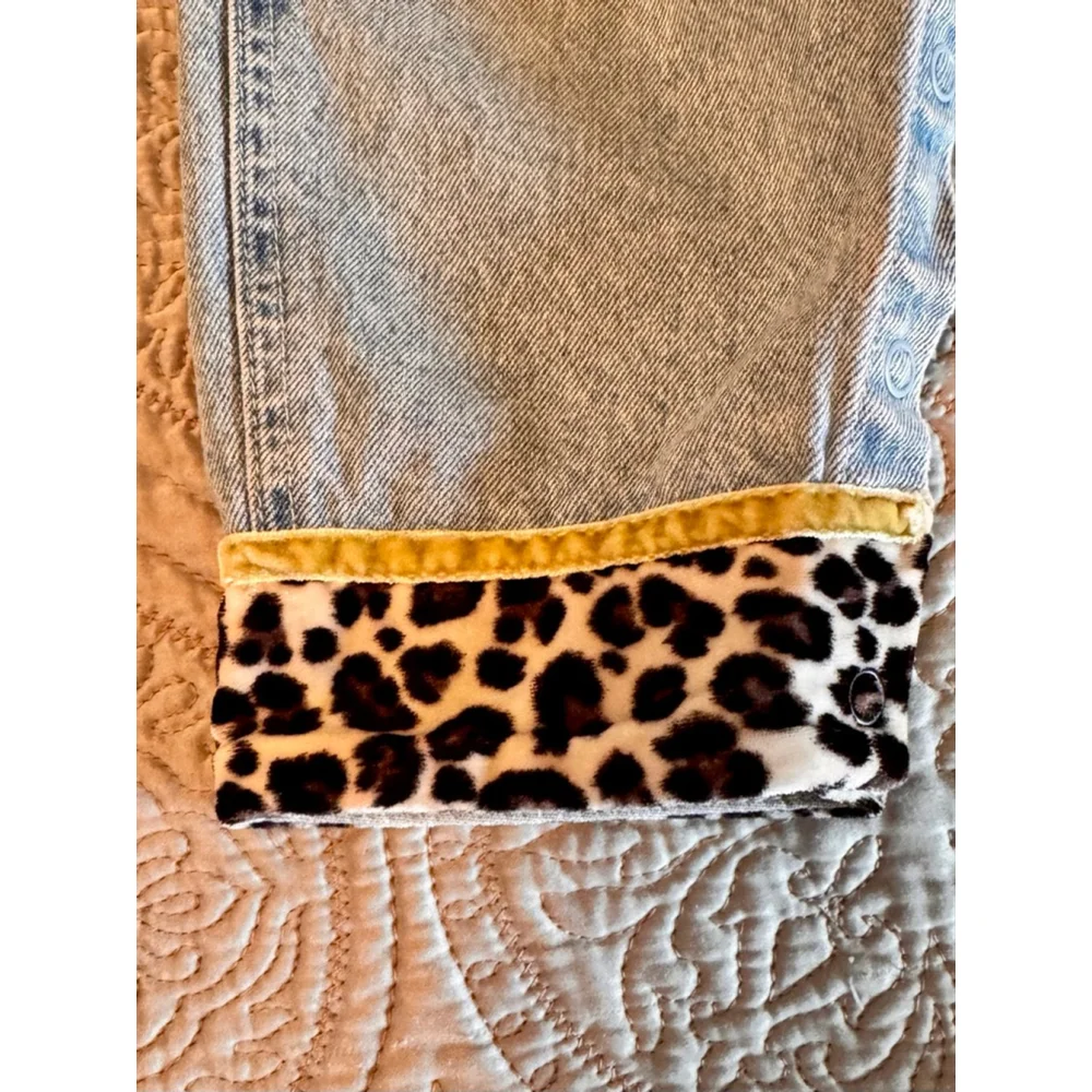 Children’s place denim overalls with leopard cuffs Red bodysuit with leopard cat